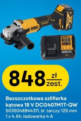 Bezszczotkowa szlifierka kątowa 18 V DCG407M1T-QW DeWalt promocja w Castorama