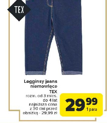 Legginsy niemowlęce jeans Tex promocja w Carrefour