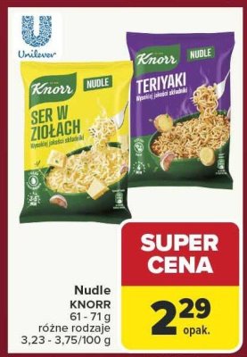 Nudle KNORR Ser w ziołach, Teriyaki promocja w Carrefour