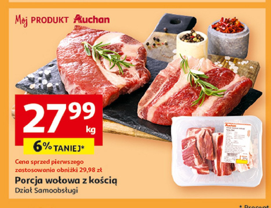 Porcja wołowa z kością Auchan promocja w Auchan