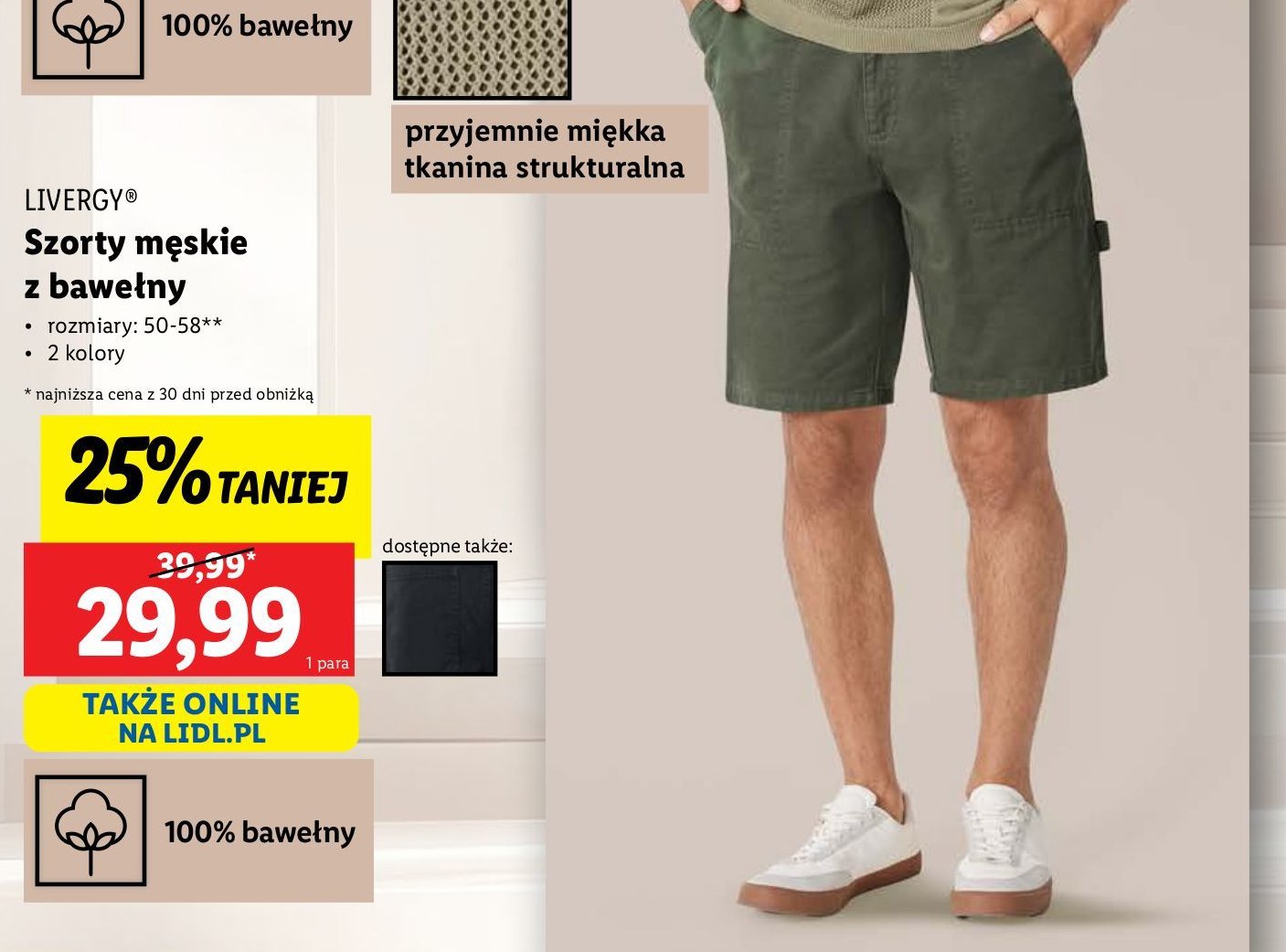 Szorty męskie 50-58 Livergy promocja w Lidl