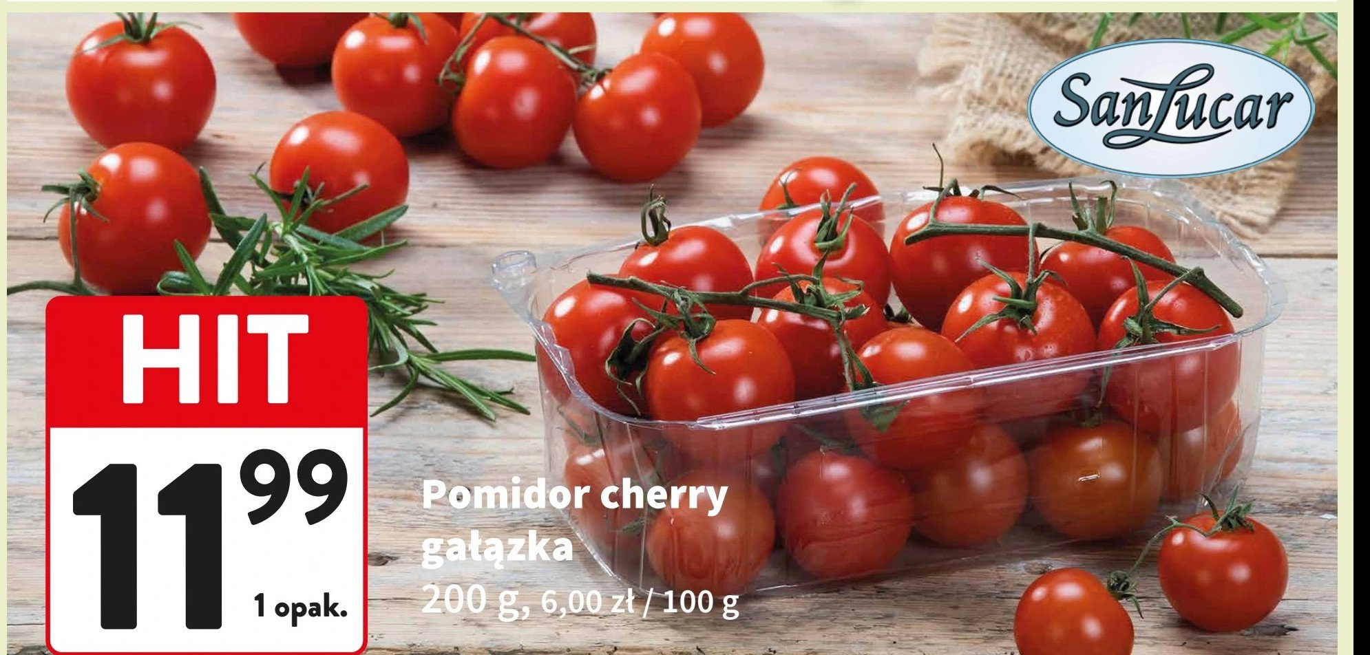 Pomidory cherry gałązka Sanlucar promocja