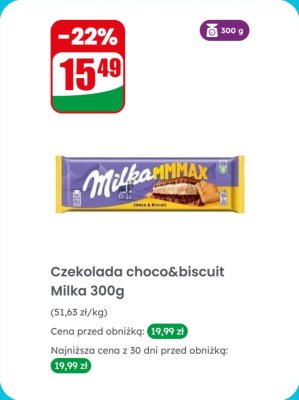 Czekolada choco&biscuit 300 g promocja w Dino