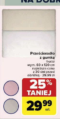 Prześcieradło z gumką 60 x 120 cm promocja