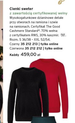 Cienki sweter z zawartością certyfikowanej wełny promocja w Tchibo