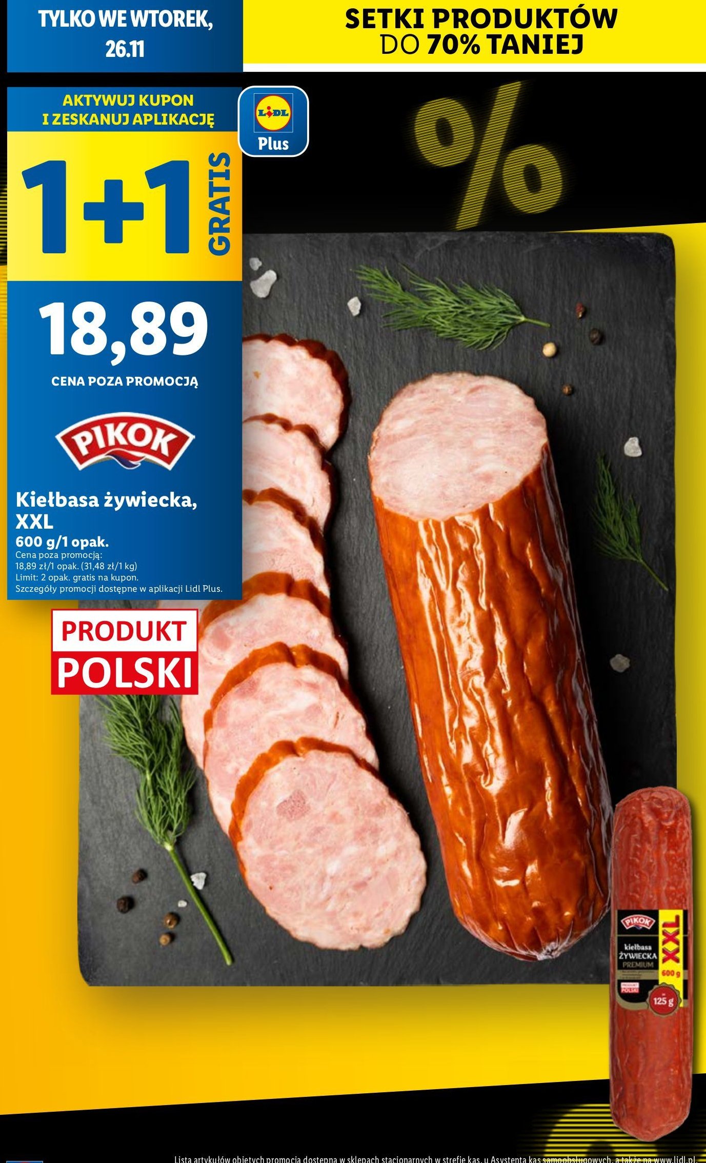 Kiełbasa żywiecka premium xxl Pikok premium promocja