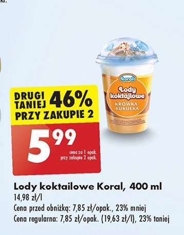 Lody koktajlowe Koral krówka-kukułka promocja