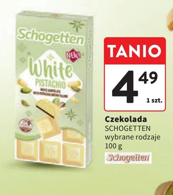 Czekolada white pistachio Schogetten promocja w Intermarche