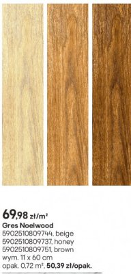 Płytki Gres Noelwood beige/honey/brown 11x60 cm promocja w Castorama