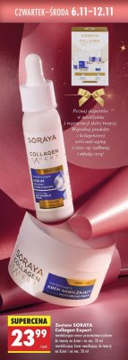 Zestaw SORAYA Collagen Expert - rewitalizujące serum przeciwzmarszczkowe do twarzy na dzień i na noc 30ml, rewitalizujący krem nawilżający do twarzy na dzień i na noc 50ml promocja w Biedronka