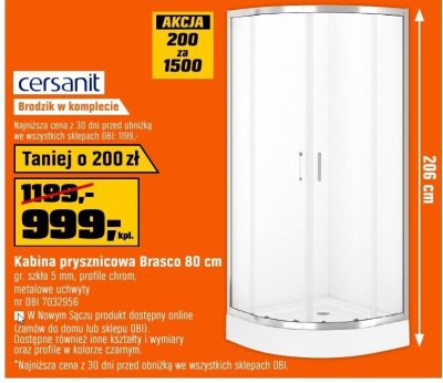 Kabina prysznicowa Brasco 80 cm promocja w OBI