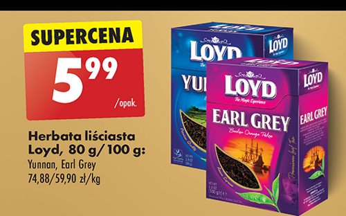 Herbata earl grey Loyd tea promocja w Biedronka