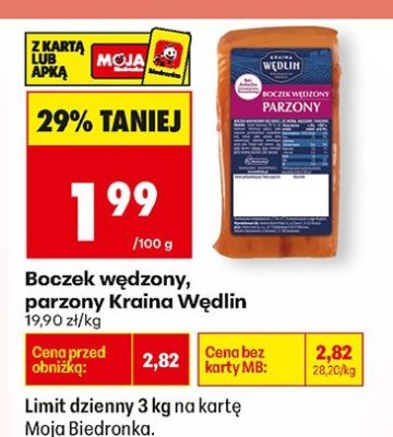Boczek wędzony, parzony Kraina Wędlin promocja w Biedronka