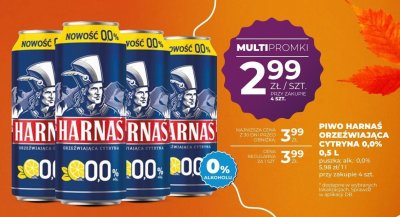 Piwo Harnaś orzeźwiająca cytryna 0,0% 0,5 L puszka promocja w Duży Ben