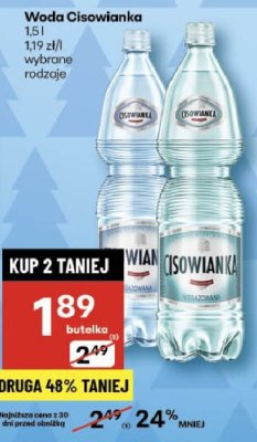 Woda Cisowianka 1.5l promocja w Delikatesy Centrum