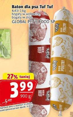 Baton dla psa Tuf Tuf bogaty w wołowinę, bogaty w drób GLOBAL PET'S FOOD SP promocja w Prim Market
