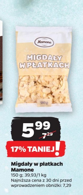 Migdały w płatkach Mamone promocja w Netto