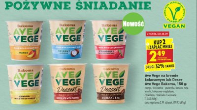 Deser na kremie kokosowym czekoladowy Bakoma ave vege promocja