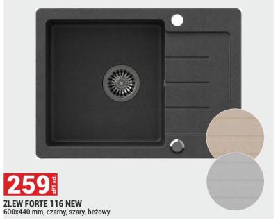Zlew Forte 116 New 600x440 mm, czarny, szary, beżowy promocja w Merkury Market