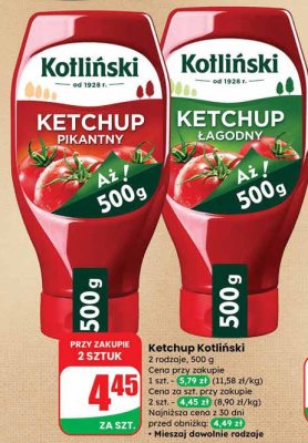 Ketchup Kotlinski łagodny promocja w Dino