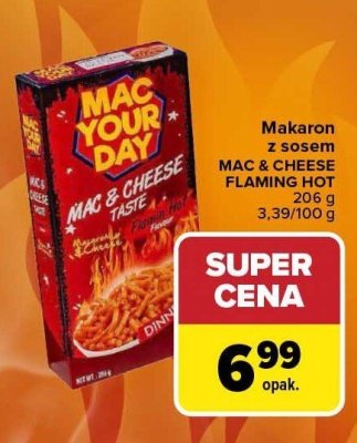 Makaron z sosem MAC & CHEESE FLAMING HOT Mac Your Day promocja w Carrefour