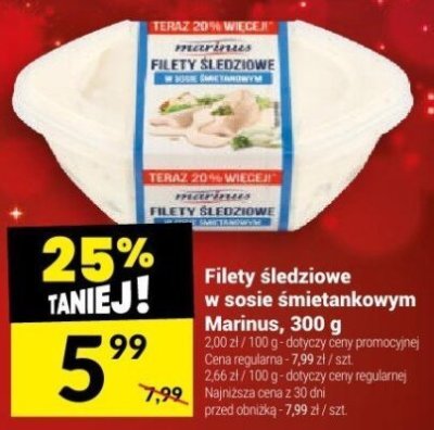 Filety śledziowe w sosie śmietankowym Marinus, 300 g promocja w Twój Market