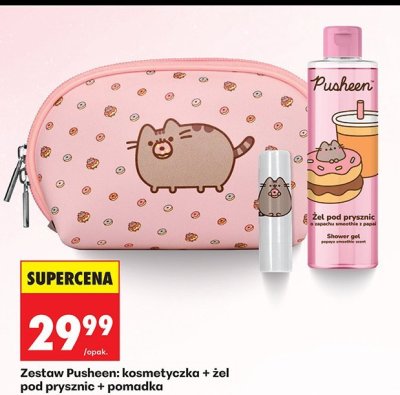 Zestaw Pusheen: kosmetyczka + żel pod prysznic + pomadka promocja w Biedronka