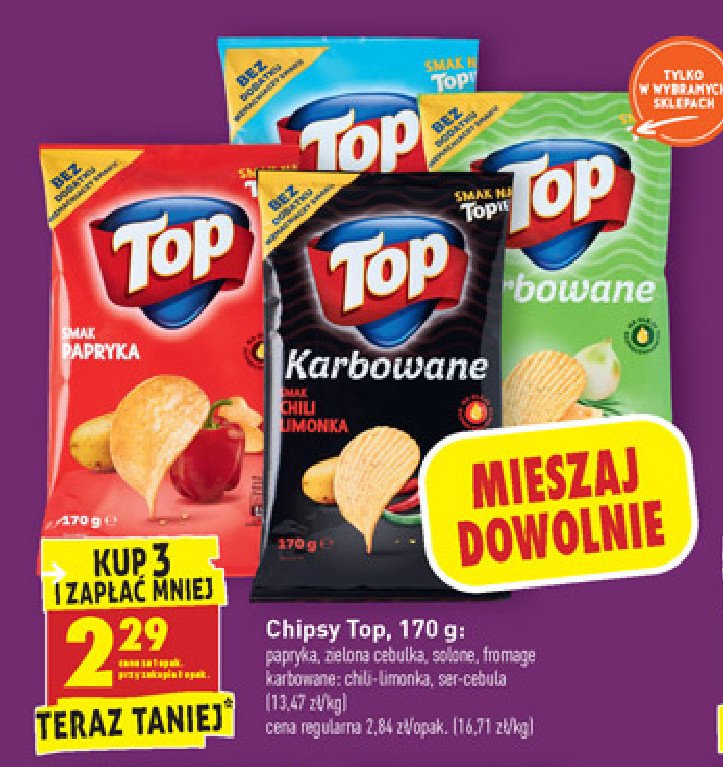 Chipsy karbowane ser-cebula Top chips Top (biedronka) promocja