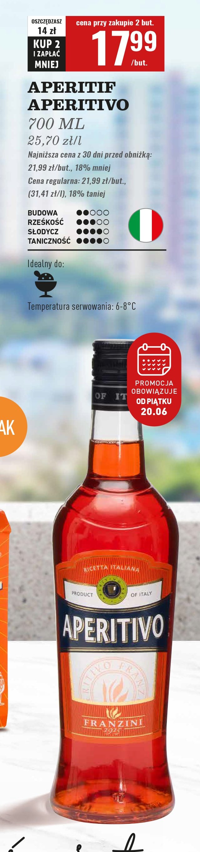 Vermouth APERITIVO ORANGE promocja w Biedronka