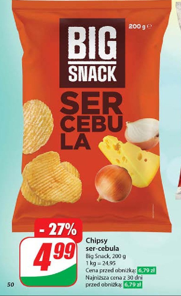 Chipsy ser-cebula Big snack promocja