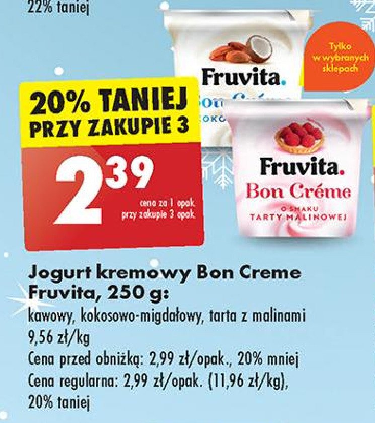 Jogurt tarta z malinami Fruvita bon creme promocja w Biedronka