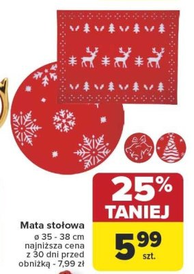 Mata stołowa ø 35 - 38 cm najniższa cena z 30 dni przed obniżką - 7,99 zł promocja w Carrefour