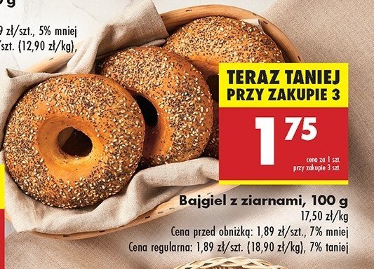 Bajgiel z ziarnami promocja w Biedronka