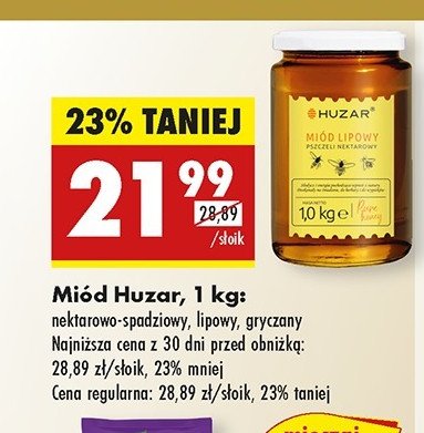 Miód nektarowo-spadziowy Huzar promocja w Biedronka