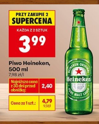 Piwo Heineken, 500 ml promocja w Biedronka