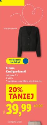 Kardigan damski Esmara promocja w Lidl