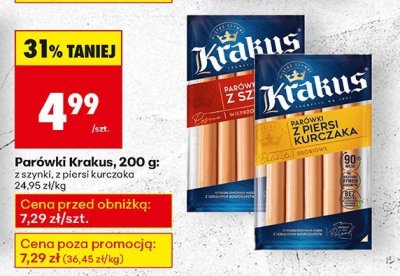 Parówki z szynki Dolina dobra promocja w Biedronka