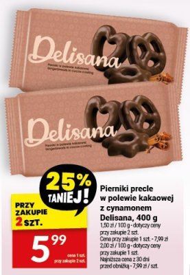Pierniki precle w polewie kakaowej z cynamonem Delisana, 400 g promocja w Twój Market