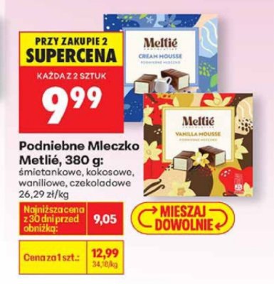 Podniebne Mleczko Meltié 380g - śmietankowe, kakaowe, waniliowe, czekoladowe promocja w Biedronka