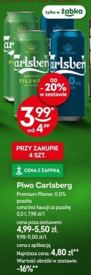 Piwo Carlsberg Premium Pilsner 0,0% puszka promocja w Żabka