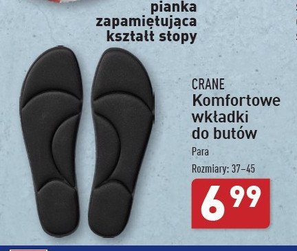 Wkładki do butów komfortowe 37-45 CRANE promocja w Aldi