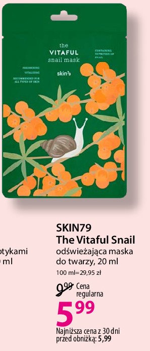 Maska w płachcie snail Skin79 promocja