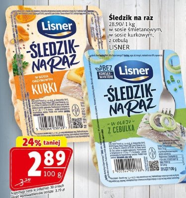 Śledź na raz w oleju z cebulą Lisner promocja w Prim Market