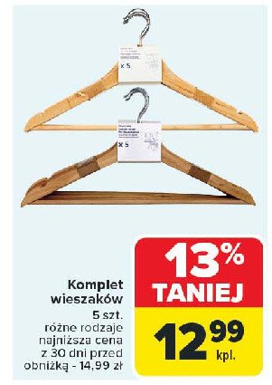 Wieszaki drewniane promocja w Carrefour