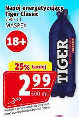 Napój energetyzujący Tiger Classic MASPEX promocja w Prim Market