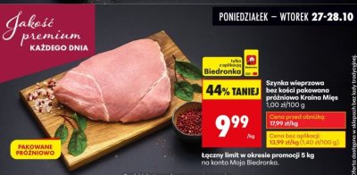 Szynka wieprzowa promocja w Biedronka