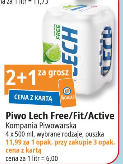 Piwo Lech free limonka z miętą promocja w Leclerc