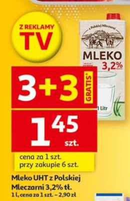 Mleko Mleko UHT z Polskiej Mleczarni 3,2% tł. promocja w Auchan