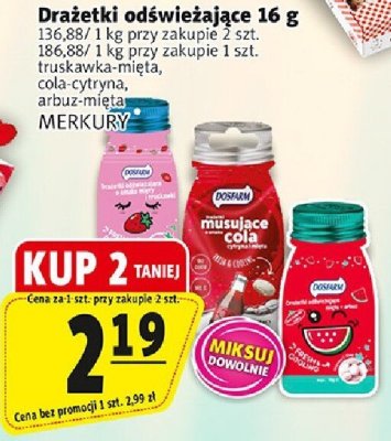 Drażetki odświeżające 16 g MERKURY promocja w Prim Market
