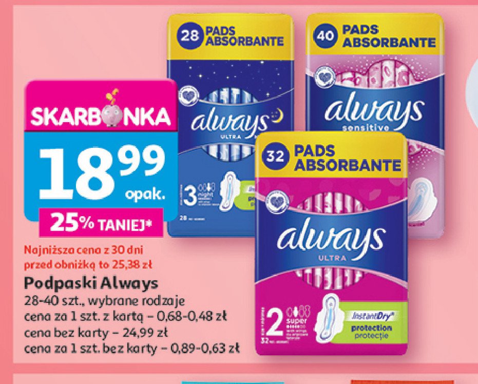 Podpaski super plus 4-pak Always ultra promocja